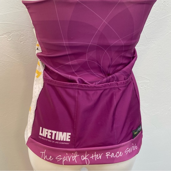 MOXIE CYCLING LIFETIME ATHLETA ESPRIT DE SHE PURPLE WHITE ATHLETIC TANK TOP - Picture 8 of 16